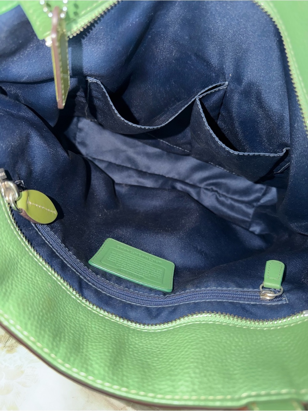 Coach Vintage Pebbled Leather Penelope Lunch Tote Bag in Sea Foam Green. - Picture 13 of 16